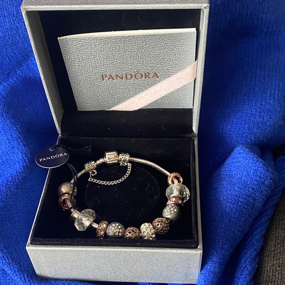 Pandora Silver and Pink Charm Bracelet